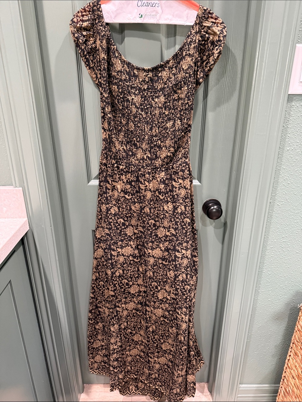 Free People Ultraviolet Dress Black and Gold Floral Maxi - Picture 3 of 7